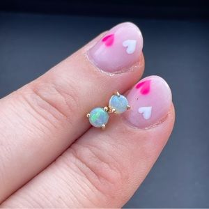 Wwake Large Opal Flatback/Piercing Studs (solid 14k gold)